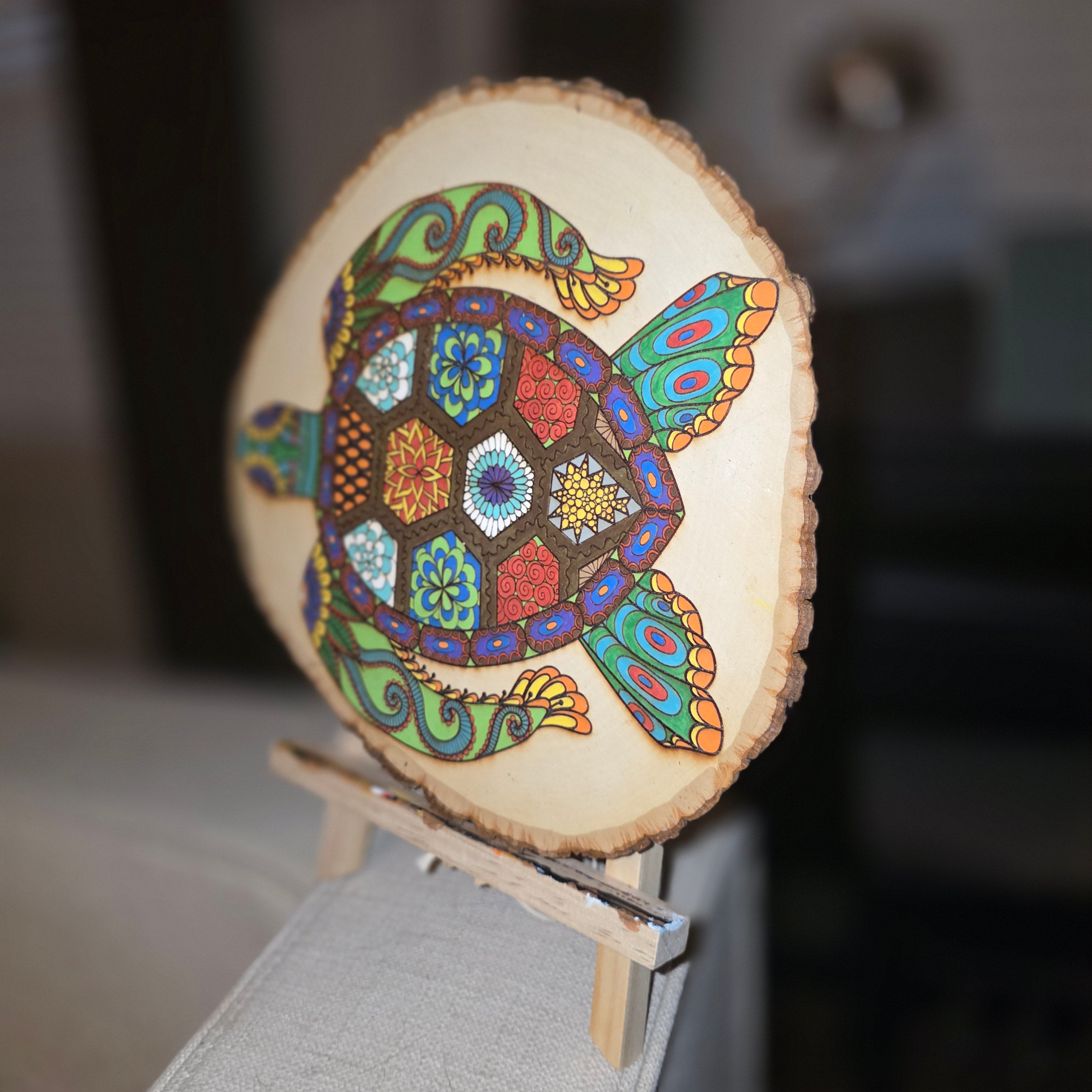 Engraved Hand Painted Turtle