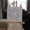 Turtle Ceramic Tile Engraved Hand Painted Blue & Green
